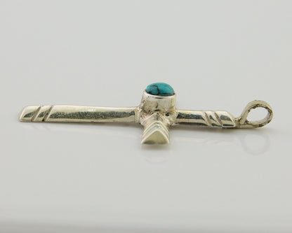 Navajo Sand Cast Cross Pendant 925 Silver Turquoise Artist Signed J Yazzie C.80s