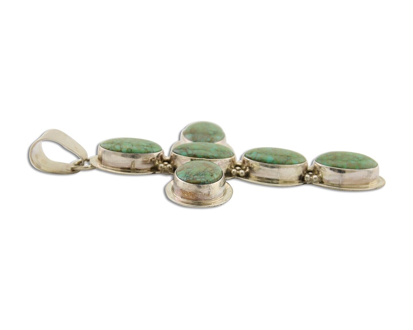 Navajo Large Pendant 925 Silver Natural Turquoise Signed Melissa Yazzie C.80's