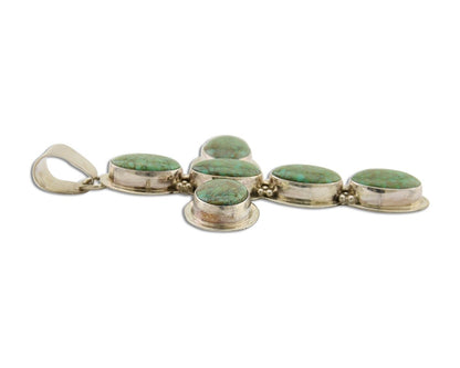 Navajo Large Pendant 925 Silver Natural Turquoise Signed Melissa Yazzie C.80's