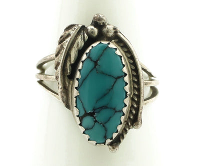 Navajo Ring 925 Silver Spiderweb Turquoise Artist Signed Prairie Fire C.80's