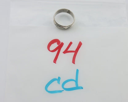 Navajo Hand Stamped Band 925 Silver 6.0 mm Native Artist Size 6.0 C.80's