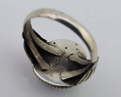 Navajo Handmade Ring 925 Silver Blue Turquoise Native American Artist C.80's