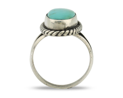 Navajo Ring 925 Silver Kingman Turquoise Artist Signed M Montoya C.80's