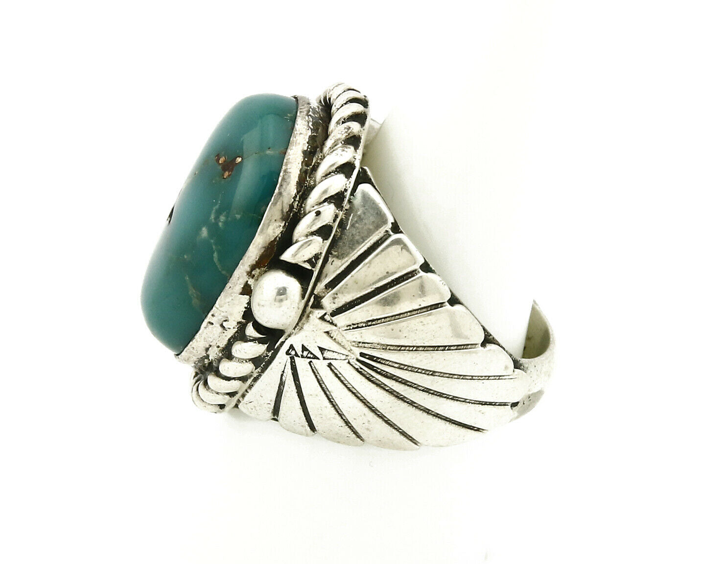 Navajo Ring .925 SOLID Silver Blue Gem Turquoise Signed Doug Zachary C.80's
