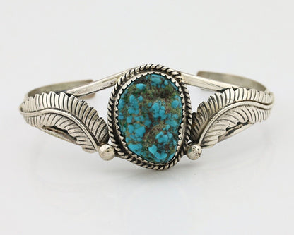 Navajo Bracelet 925 Silver Sleeping Beauty Turquoise Native American Artist C80s