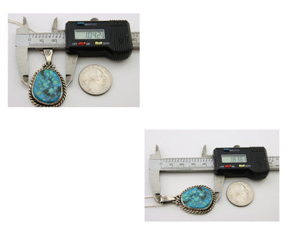 Navajo Necklace 925 Silver Natural Blue Turquoise Artist Signed M Montoya C.80's