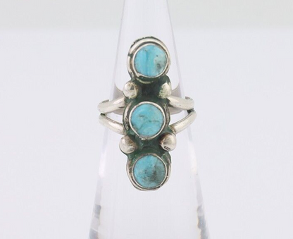 Navajo Ring 925 Silver Natural Turquoise Native American Artist C.80's