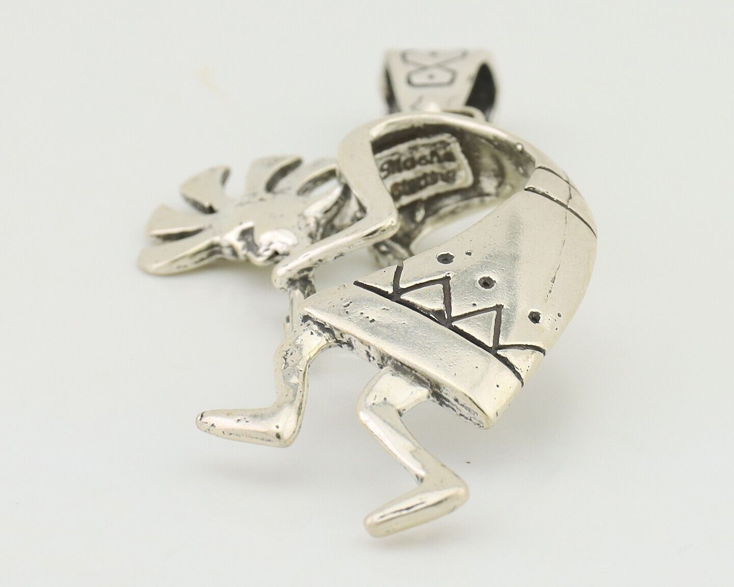 Navajo Kokopelli Pendant 925 Sterling Silver Artist Signed Masha C.80's