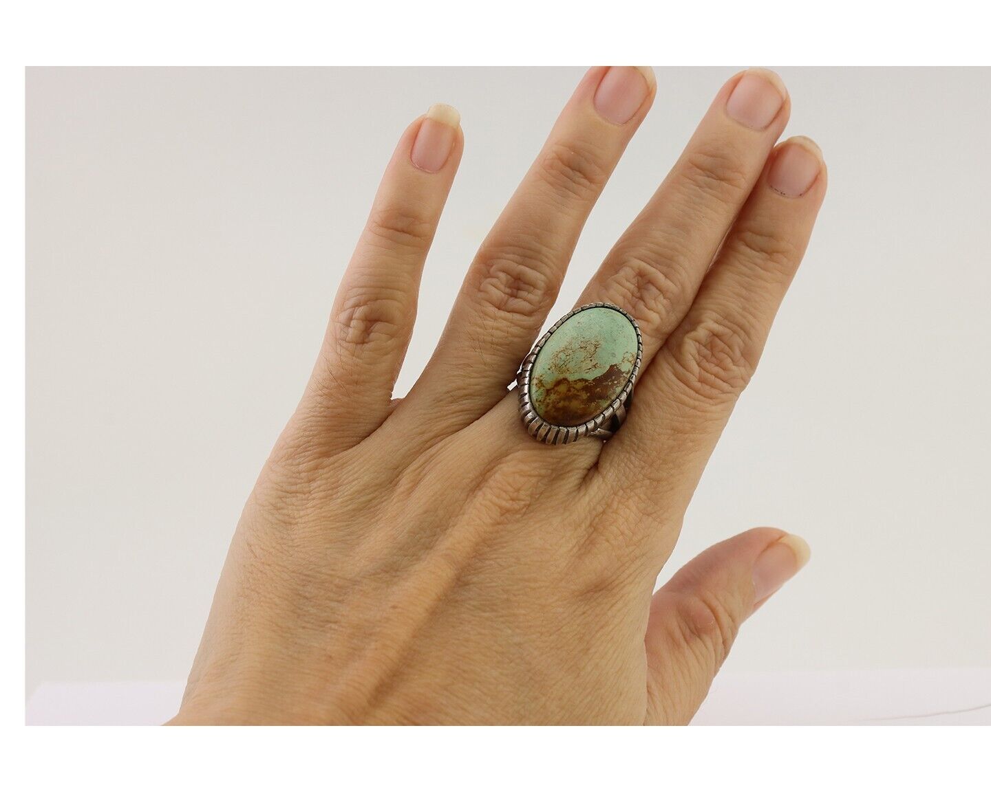 Navajo Handmade Ring 925 Silver Turquoise Signed Native American C.80's