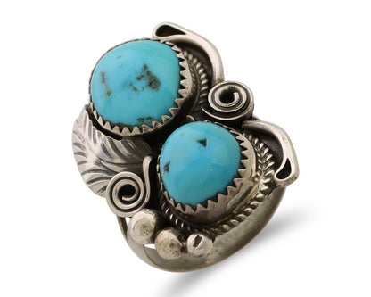 Navajo Handmade Ring 925 Silver Natural Tuquoise Artist Signed JM C.80's