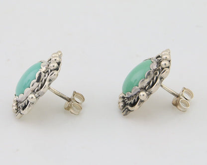 Navajo Earrings 925 Natural Turquoise Native Artist Signed VM C.80's