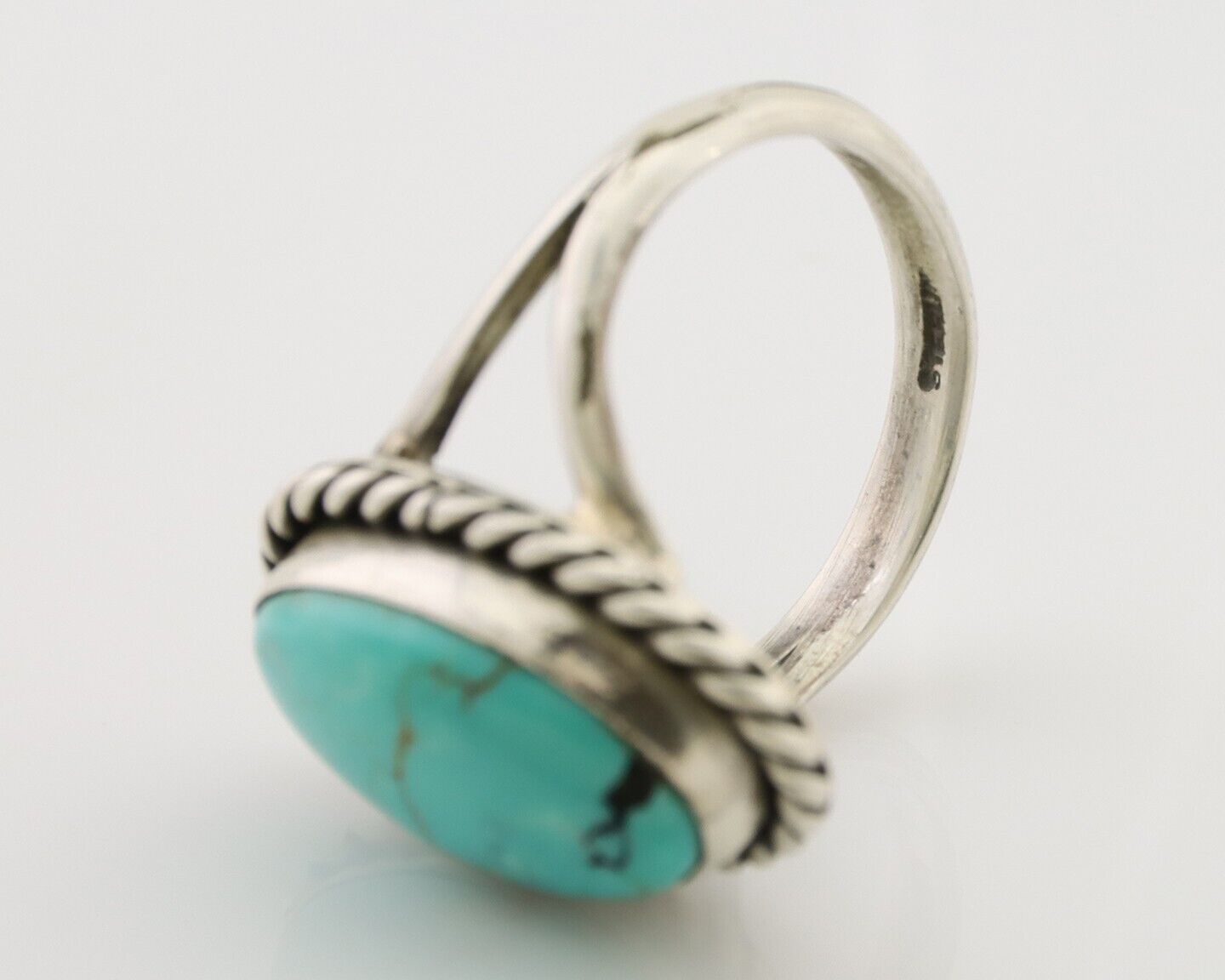 Navajo Ring 925 Silver Natural Blue Turquoise Native American Artist C.80's