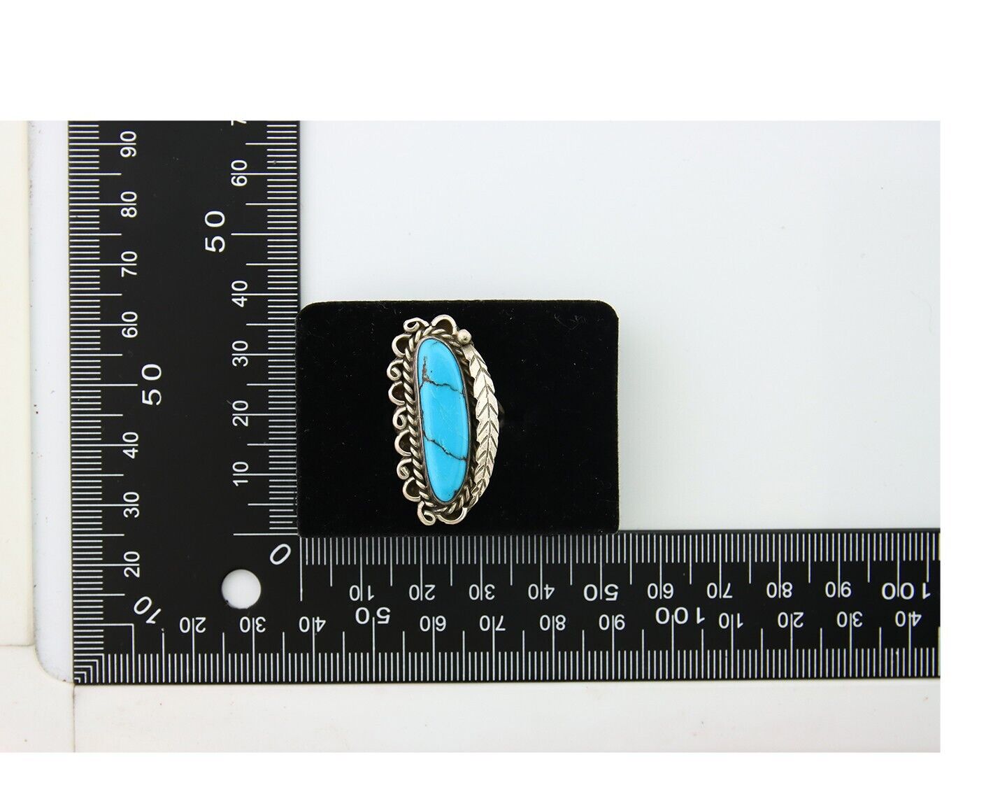 Navajo Ring .925 Sterling Blue Turquoise Artist Signed R Yazzie C.80's