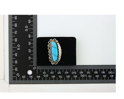 Navajo Ring .925 Sterling Blue Turquoise Artist Signed R Yazzie C.80's
