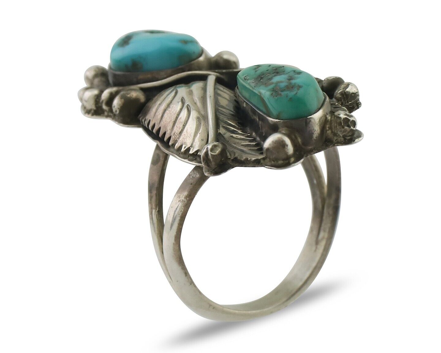 Navajo Ring 925 Silver Sleeping Beauty Turquoise Native American Artist C.80's