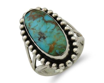 Navajo Shield Ring 925 Silver Arizona Turquoise Native Artist C.80's