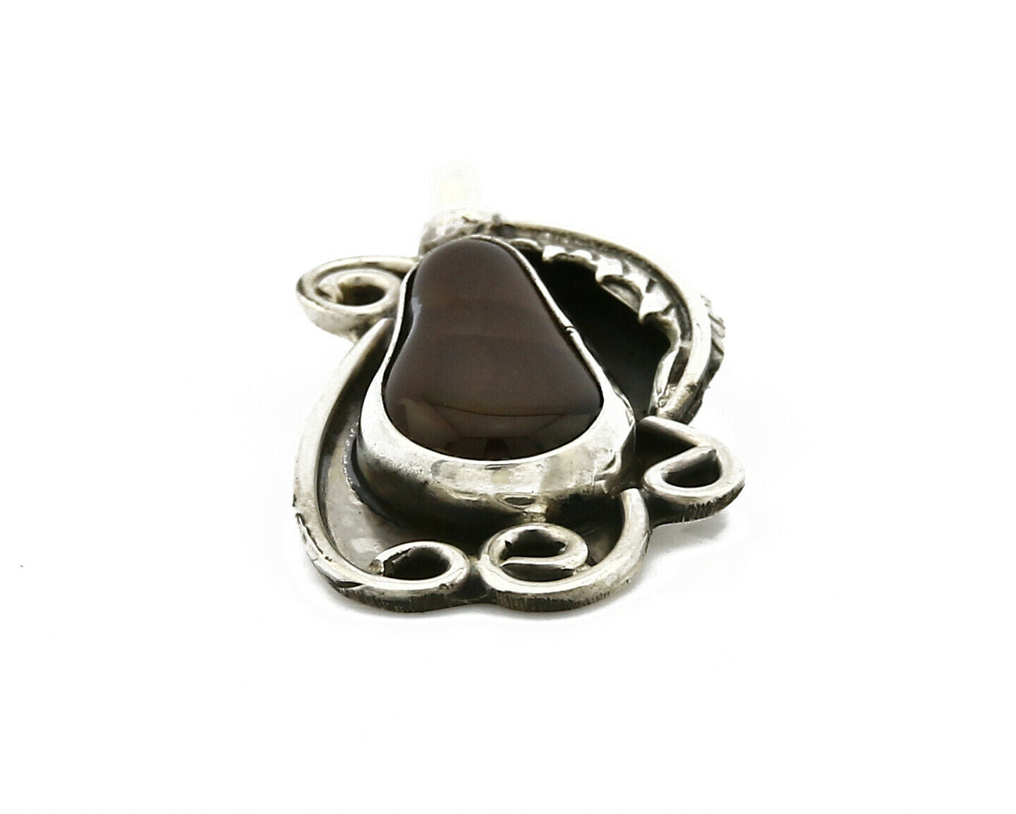 Navajo Josephine Rojas Natural Mined Fire Agate .925 Silver Handmade Pendant
