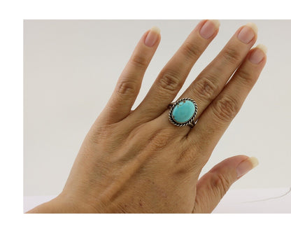 Navajo Ring 925 Silver Natural Blue Turquoise Native American Artist C.80's