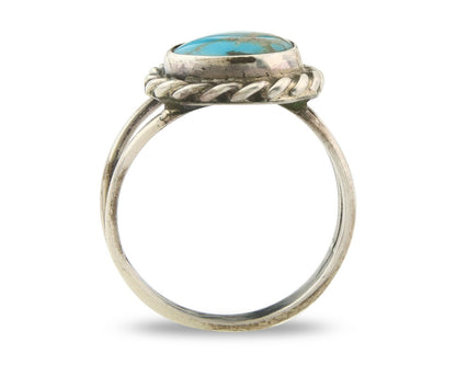 Navajo Ring 925 Sterling Natural Mined Arizona Turquoise C.80's Size 6.0