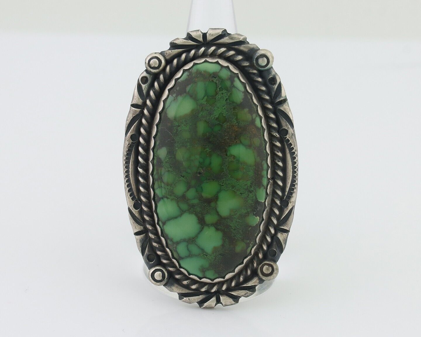 Navajo Ring 925 Silver Varascite Native American Artist C.80's