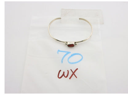 Navajo Bracelet .925 Silver Natural Red Coral Cuff Native American Artist C.80's