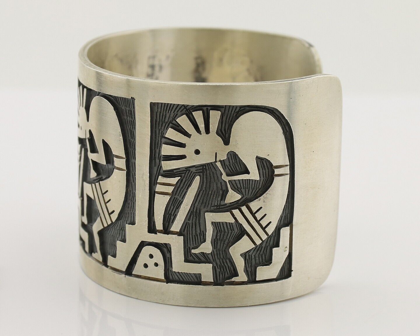 Navajo Kokopelli Bracelet 925 Silver Native American Artist Handmade C.80's