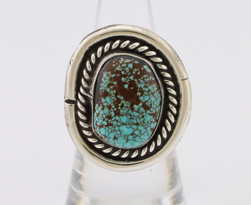 Navajo Ring 925 Silver Real Mine 8 Turquoise Native American Artist C.80's