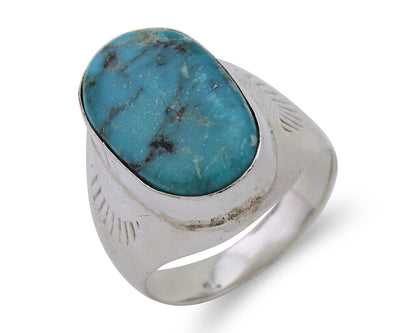 Navajo Handmade Ring 925 Silver Natural Mined Turquoise Artist C.80's