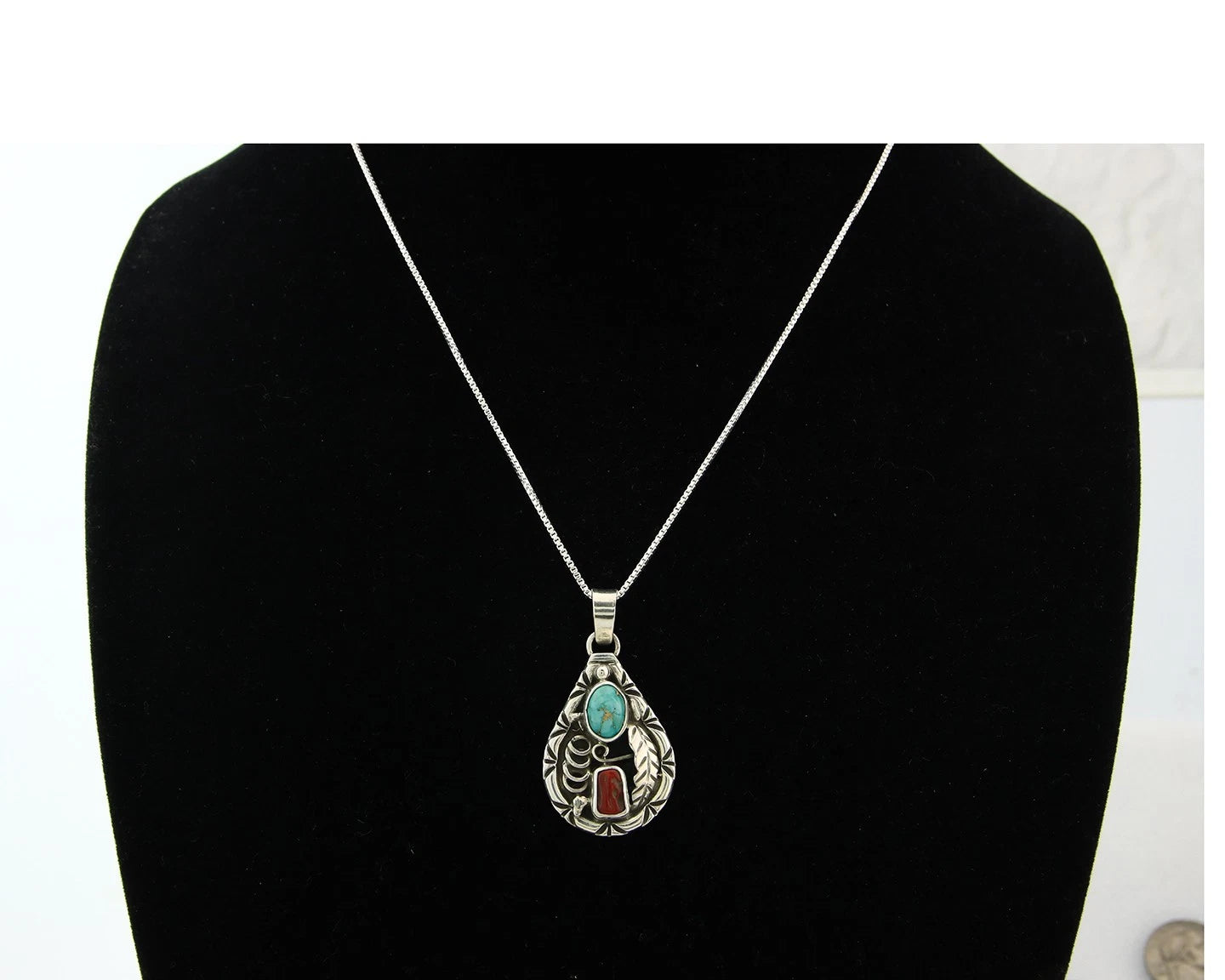 Navajo Necklace Sterling Authentic Gemstone Traditional Signed Teepee