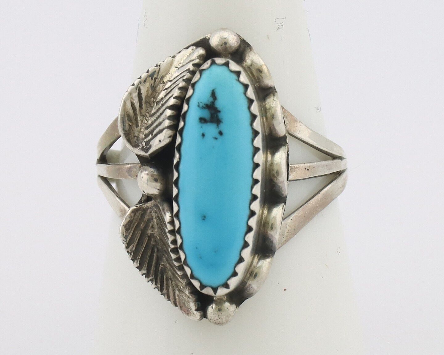 Navajo Ring .925 Silver Sleeping Beauty Turquoise Signed SkyStone Creations C80s
