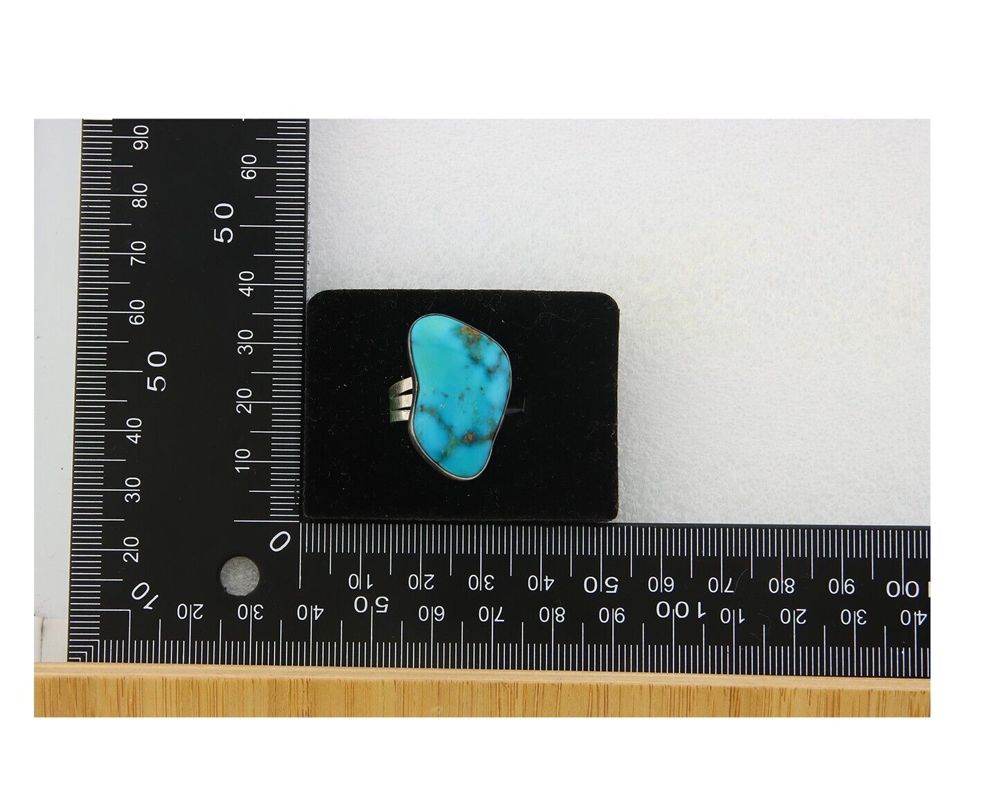 Navajo Ring 925 Sterling Natural Blue Turquoise Native Artist C.80's Size 7.25