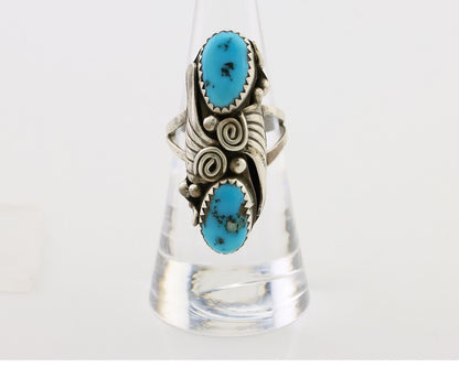 Navajo Ring 925 Silver Sleeping Beauty Turquoise Signed Joe Charlie C.80's