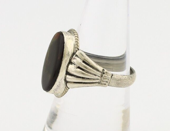 Navajo Handmade Ring 925 Silver Natural High Grade Fire Opal Native Artist C.80s