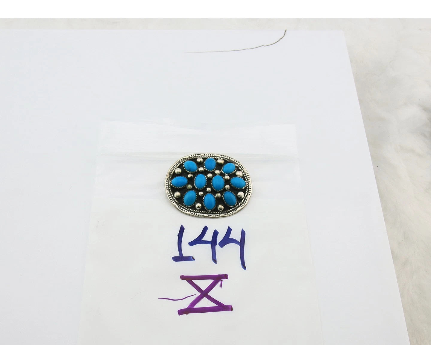 Navajo Handmade Pin Sterling Silver Turquoise Vintage Native Artist
