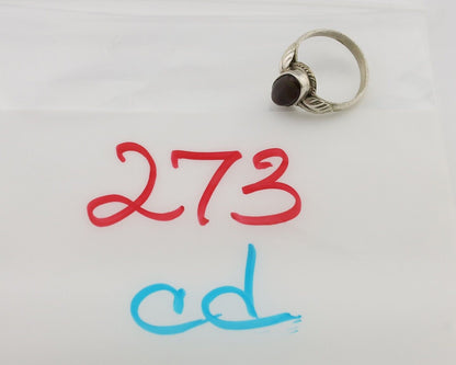 Navajo Handmade Ring 925 Silver Natural Fire Opal Native Artist Size 5.0 C.80's