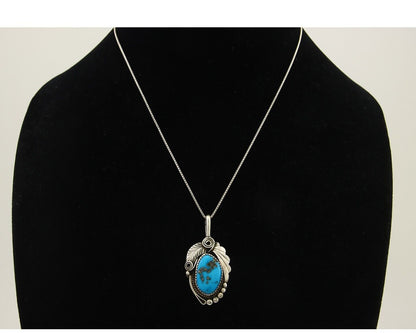 Navajo Necklace 925 Silver Natural Turquoise Artist Signed Justin Morris C.80's