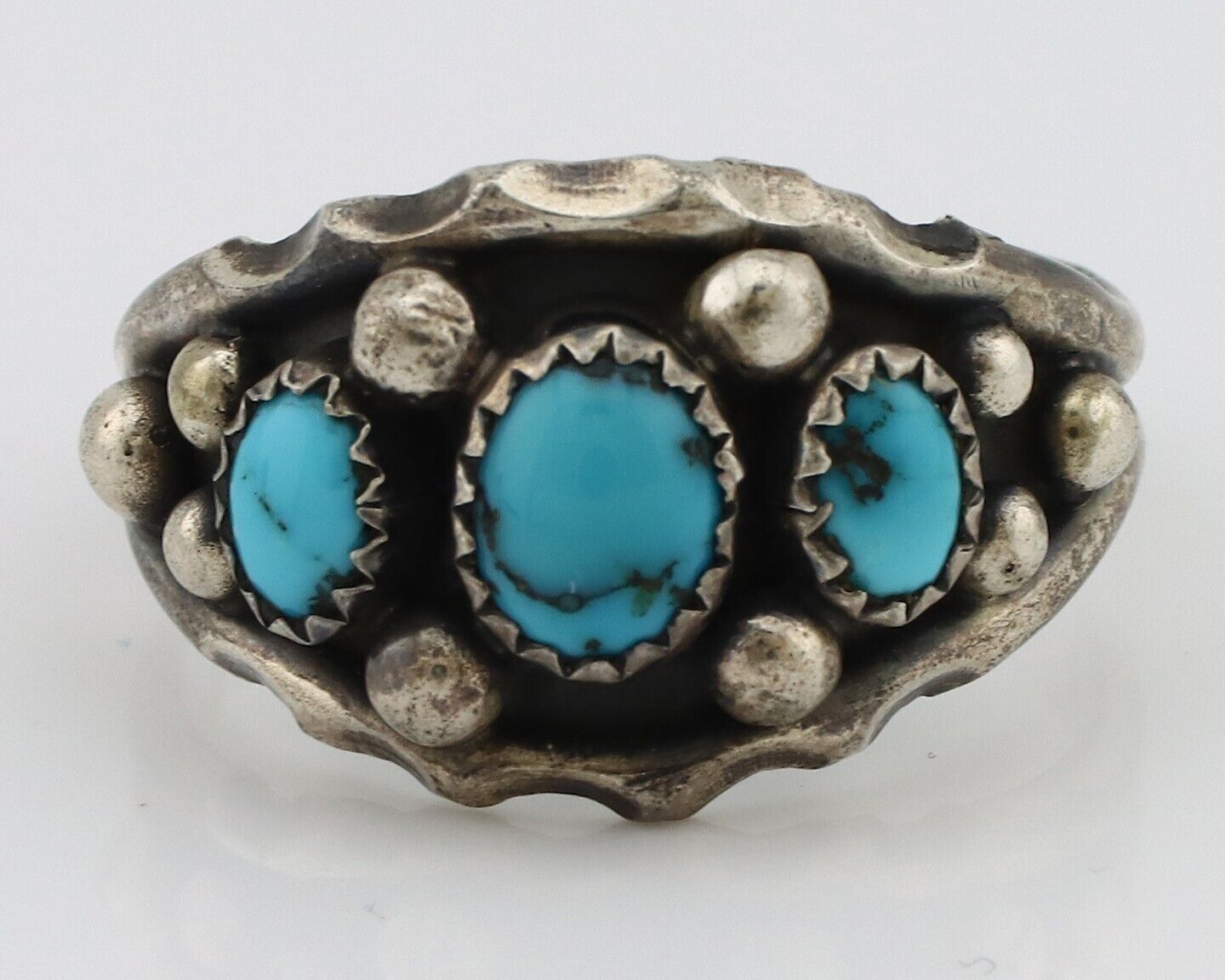 Navajo Ring 925 Silver Turquoise Artist Signed E SkyStone Creations C.80's
