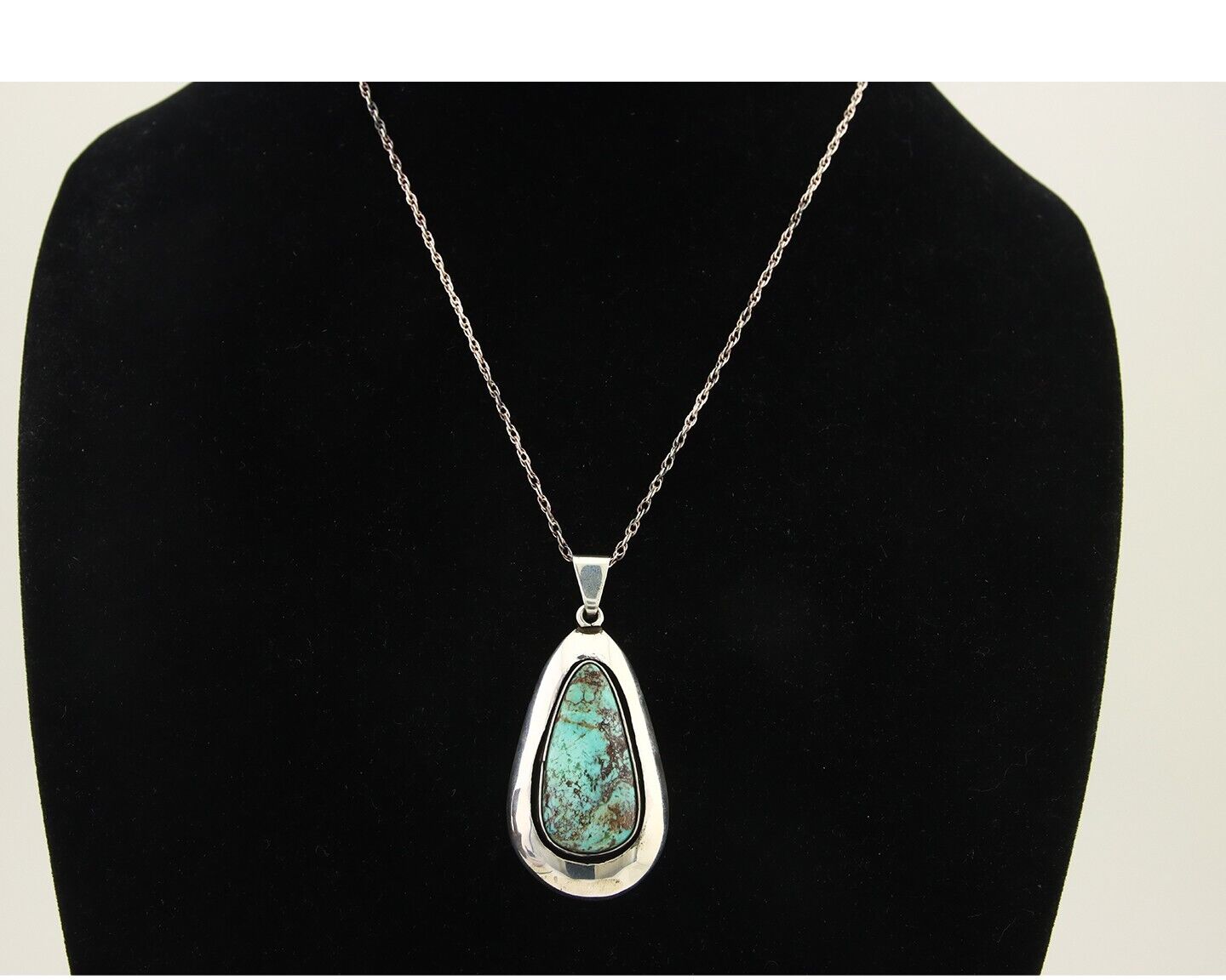 Navajo Necklace 925 Silver Natural Turquoise Artist Signed M Montoya C.80's