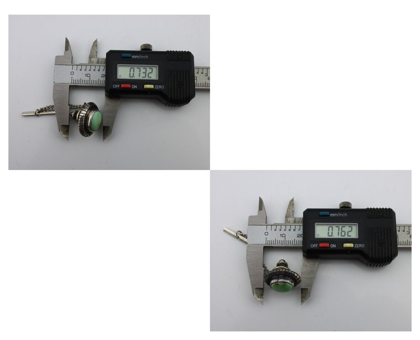 Navajo Tie Tack 925 Silver Natural Mined Turquoise Native American Artist C.80's