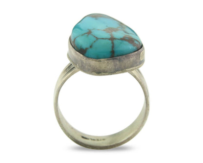 Navajo Ring 925 Sterling Blue Nevada Turquoise Native Artist C.80's