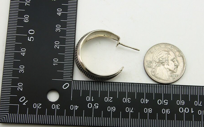 Navajo Earrings 925 Silver Half Hoop Native American Artist C.80's
