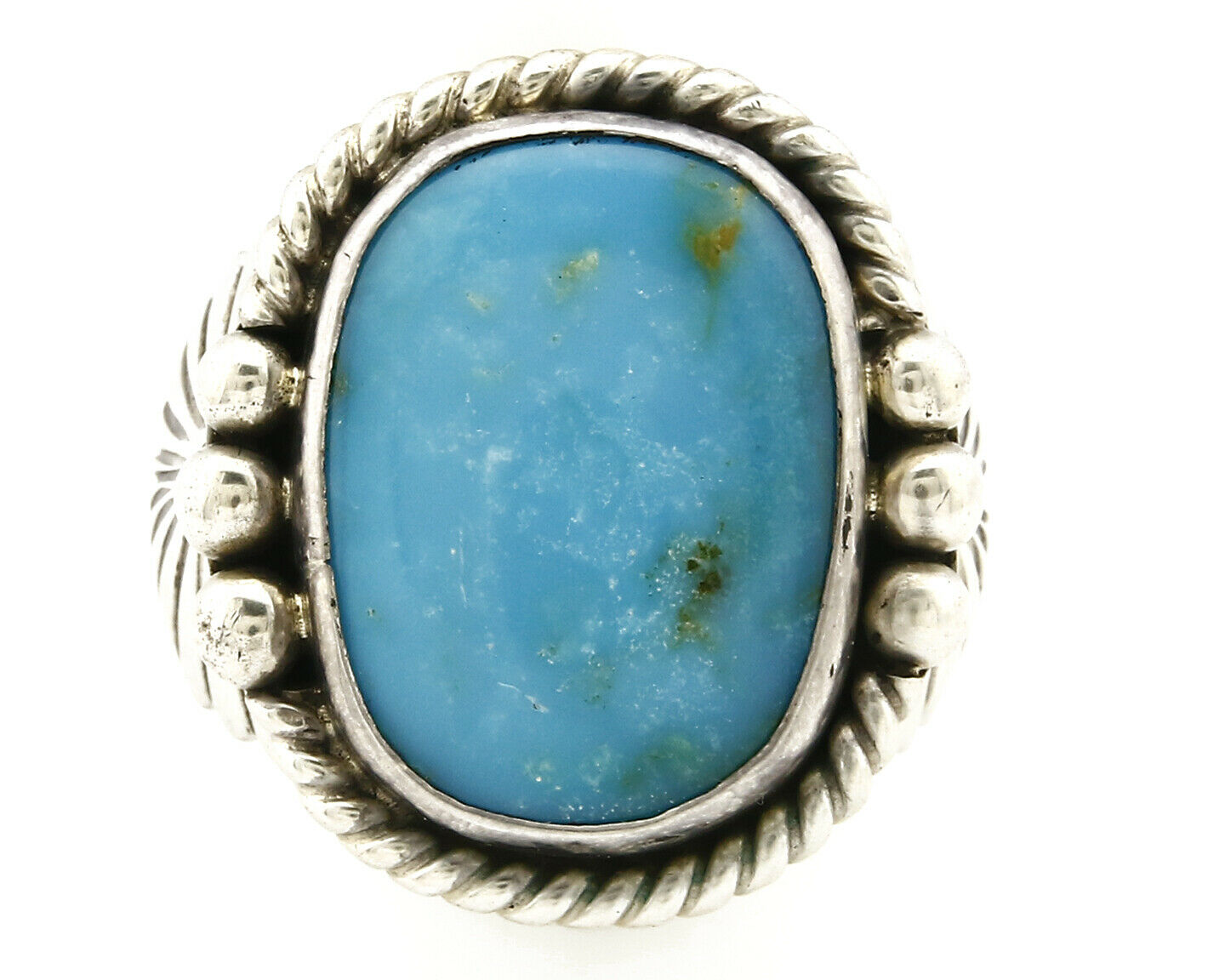Navajo Ring .925 SOLID Silver Kingman Turquoise Signed Artist Doug Zachary C.80s