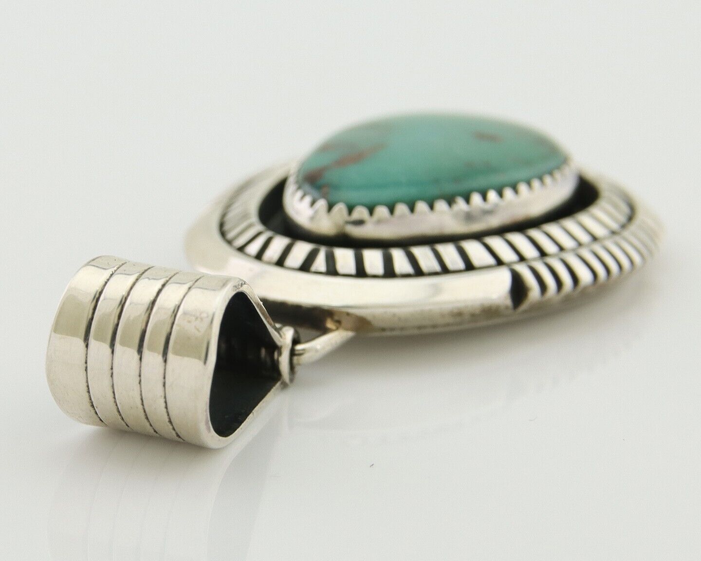 Navajo Pendant 925 Silver Natural Turquoise Artist Signed Lidia Begay C.80's