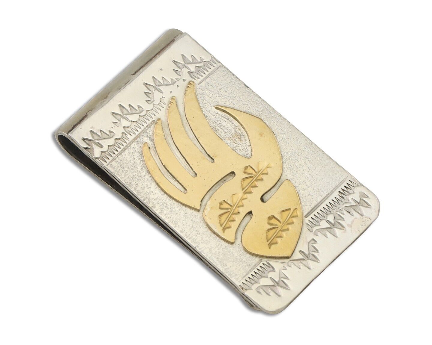 Navajo Money Clip .925 Silver Gold Plate & .999 Nickle Native Artist C.80's