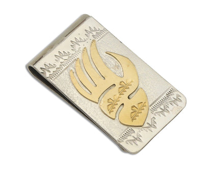 Navajo Money Clip .925 Silver Gold Plate & .999 Nickle Native Artist C.80's