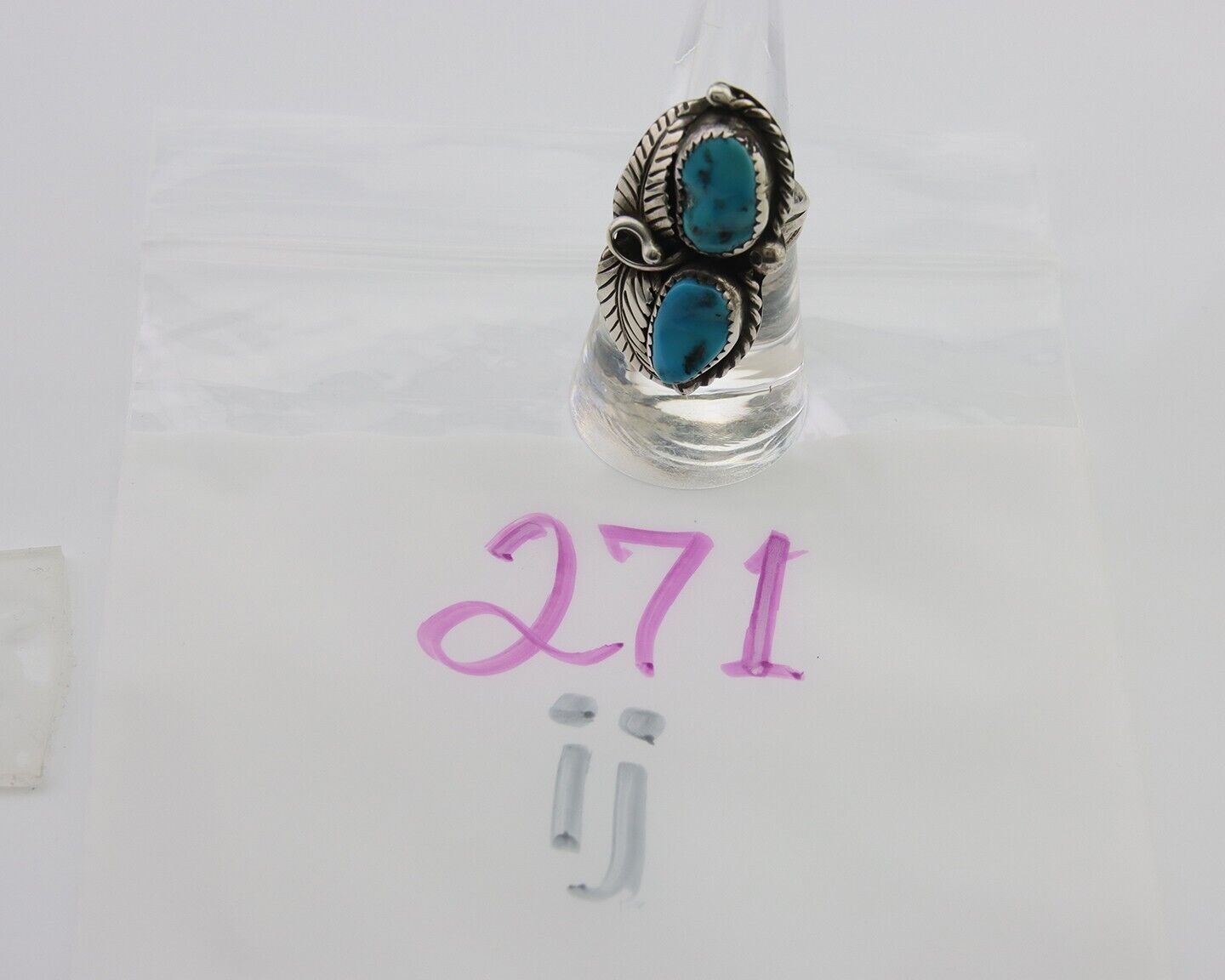 Navajo Ring 925 Silver Natural Turquoise Artist Signed Rob T Kelly C.80's