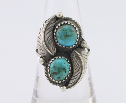 Navajo Ring 925 Silver Natural Blue Gem Turquoise Artist Signed MC C.80's