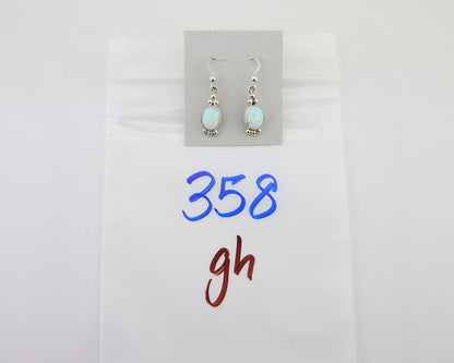 Navajo Dangle Earrings 925 Silver Natural Opal Artist Signed Montoya C.80's