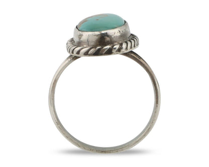 Navajo Ring 925 Silver Natural Kingman Turquoise Signed M Montoya C.80's