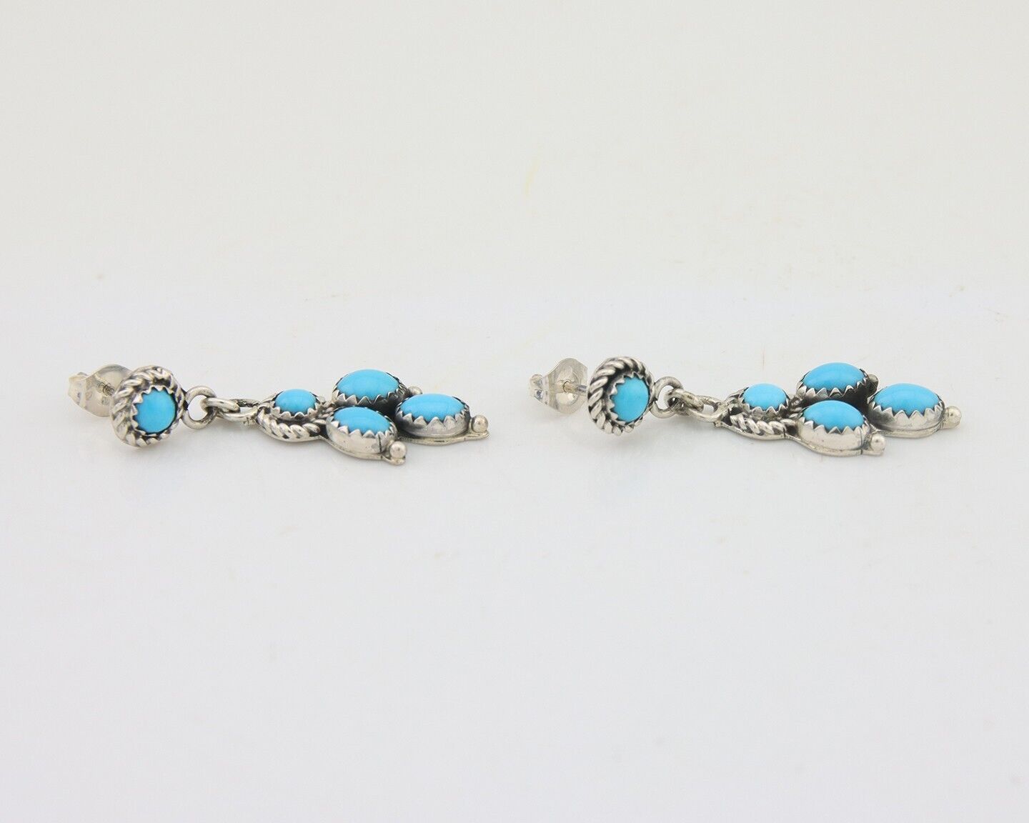 Navajo Paw Earrings 925 Silver Blue Turquoise Native American Artist C.80's